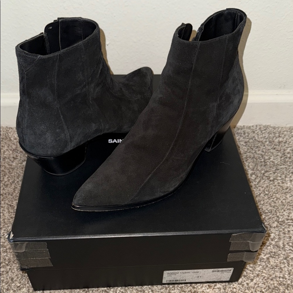 Saint Laurent Women's Black Suede Ankle Boots